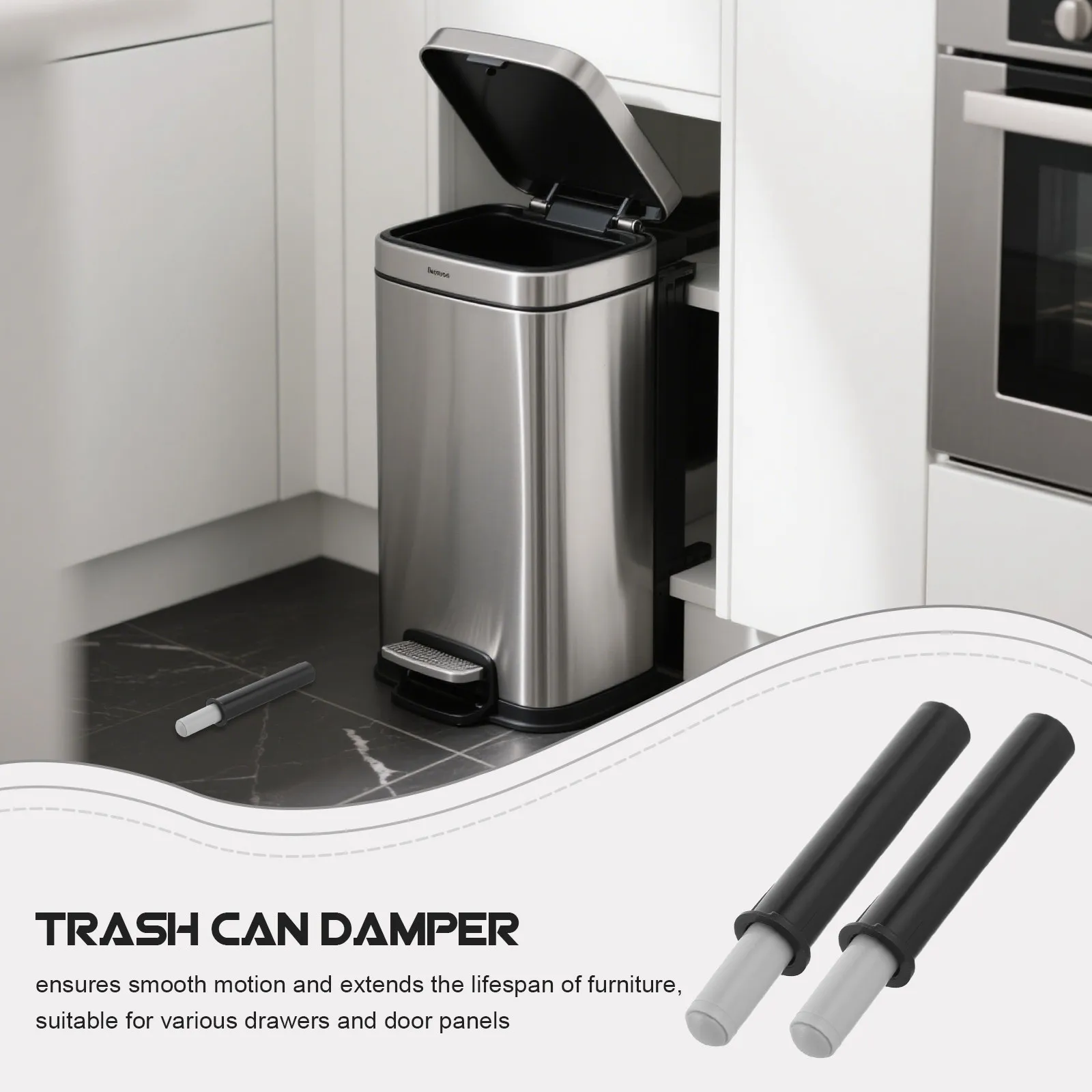 5Pcs Garbage Can Damper Soft Close Hydraulic Lid Mechanism Quiet Close Trash Bin Shock Absorber Smooth Closing Kitchen Cabinet