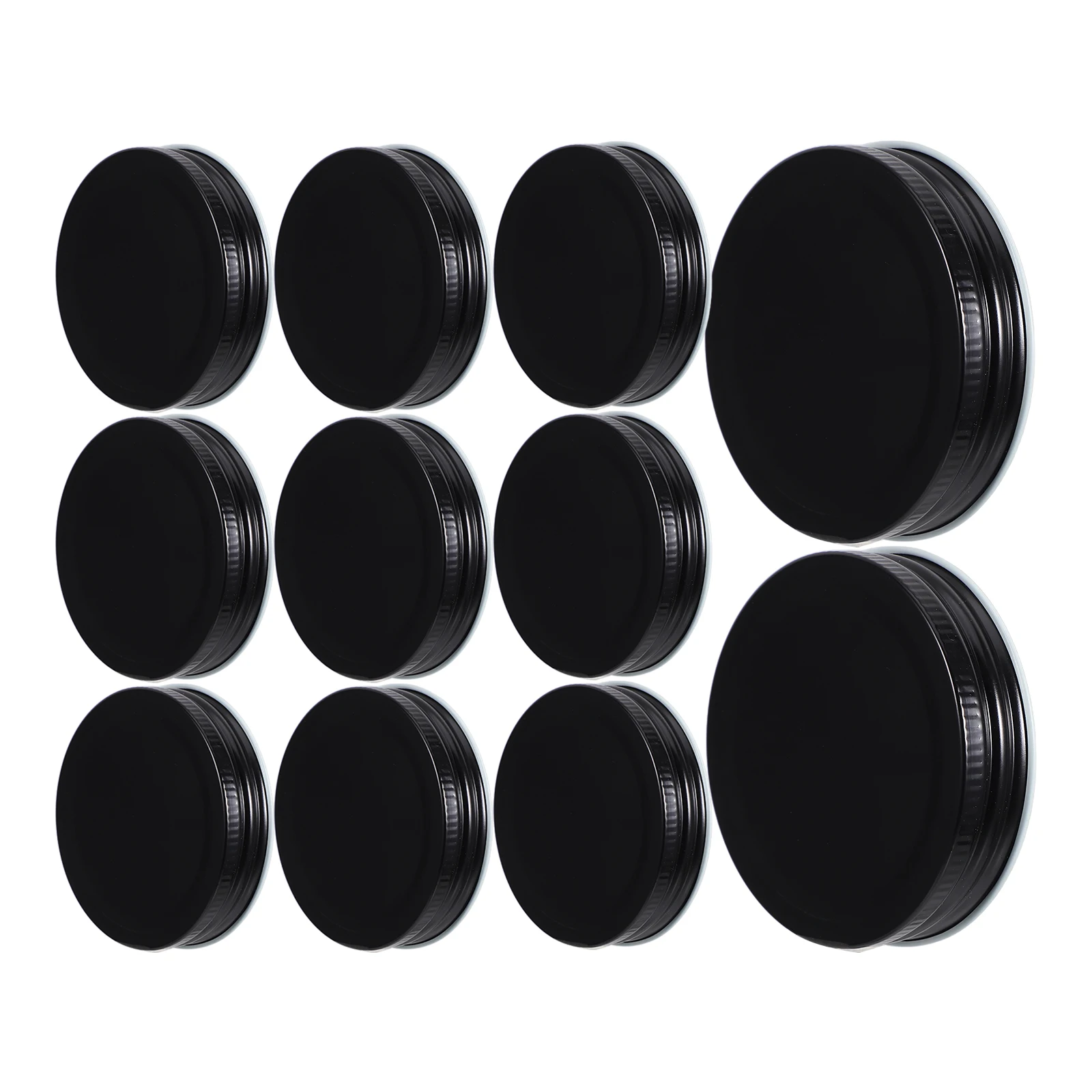 

12pcs Tinplate Lids for 70mm Mason Jars Black Color Wide Mouth Sealing Caps Leak Proof Travel Storage Solid Covers