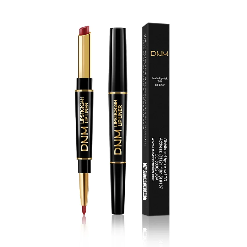 Double ended red lip line rotary pen, pearl matte color display, waterproof lipstick, available in 12 colors