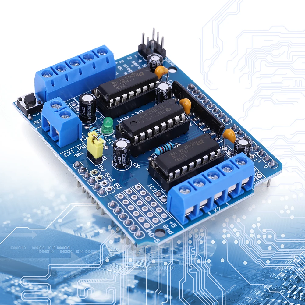 Placa de expansión de escudo de accionamiento de Motor L293D 4,5-36V 4CH Placa de expansión de accionamiento de Motor para Arduino Raspberry Pi experimentos de bricolaje