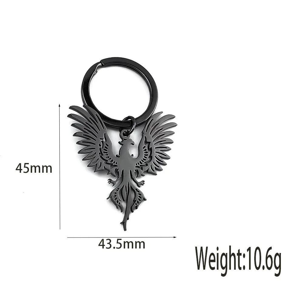 Stainless Steel Phoenix Pendant Keychains Gold Plated Chains personality Men Women Backpack Car Key Keyring charms Jewelry Gifts