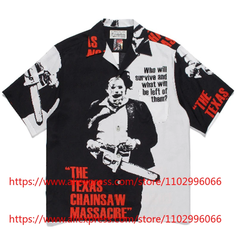 

2026SS WACKO MARIA Black White Graffiti Art Print Short Sleeve Men's Hawaiian Camp Collar Shirt Quick Delivery