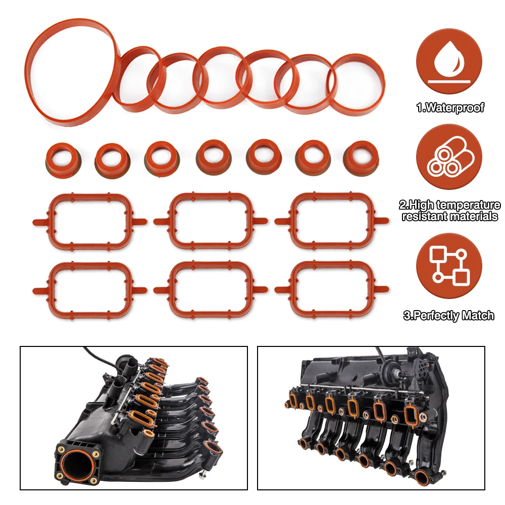 Junta de sellado del colector de entrada de goma de 20 piezas para BMW M47 M57 E87 E46 E53 E60 E63 E65 E90 E91 E92 E93 E39 11612246949 piezas de coche