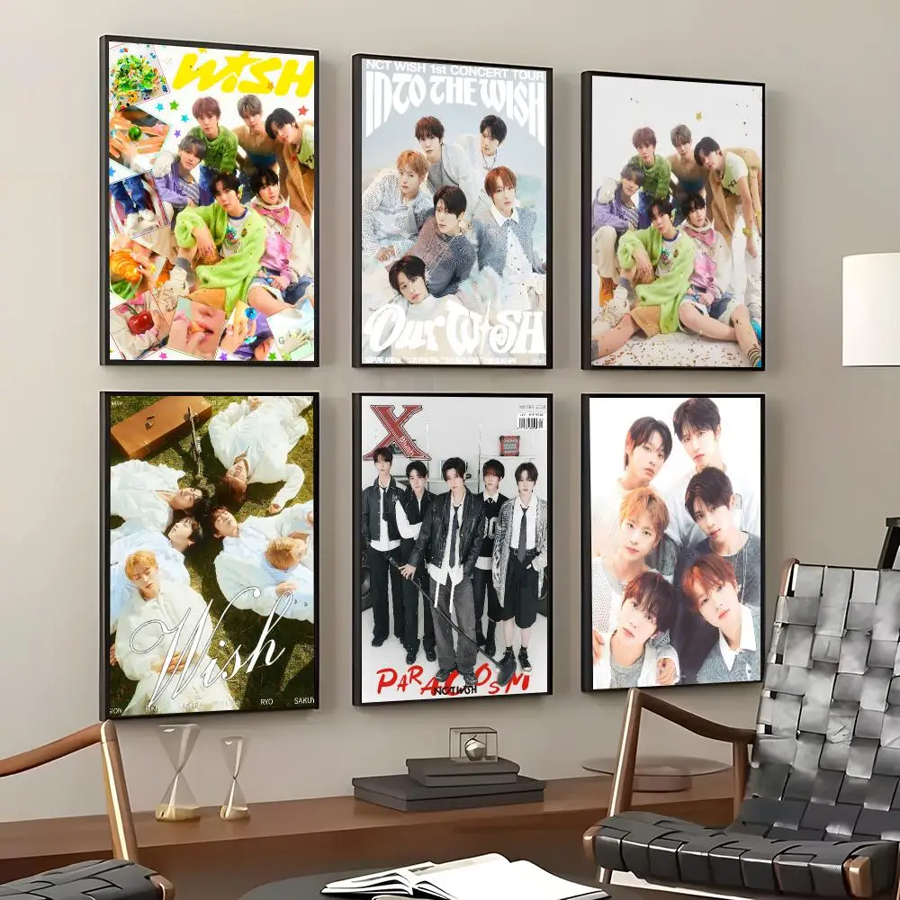 K-pop Group NCT WISH Poster Self-Adhesive Waterproof Wall Stickers Coffee Bar Home Wall Decor