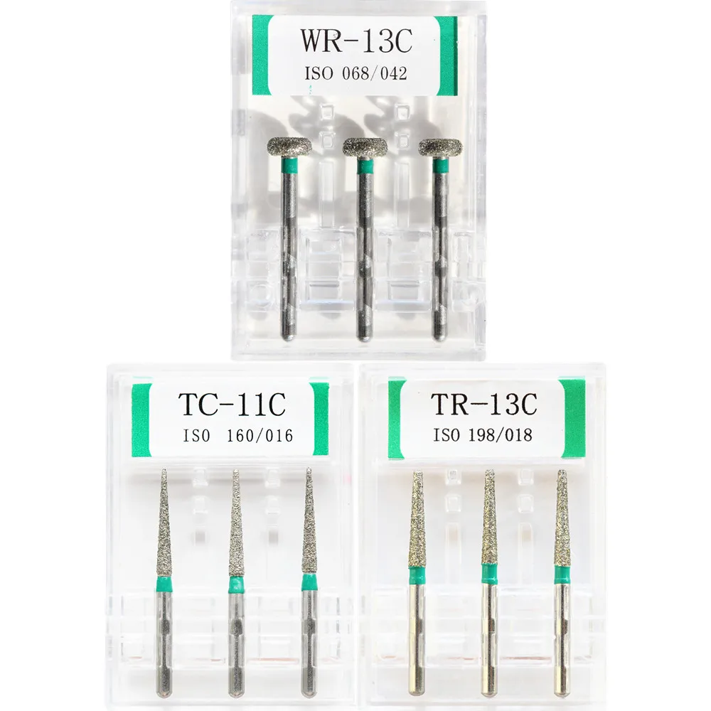 3 Packs Dental Diamond Burs Polisher Drill Tools FG 1.6mm Optional Fit For Dentistry High Speed Handpiece Polishing Carving