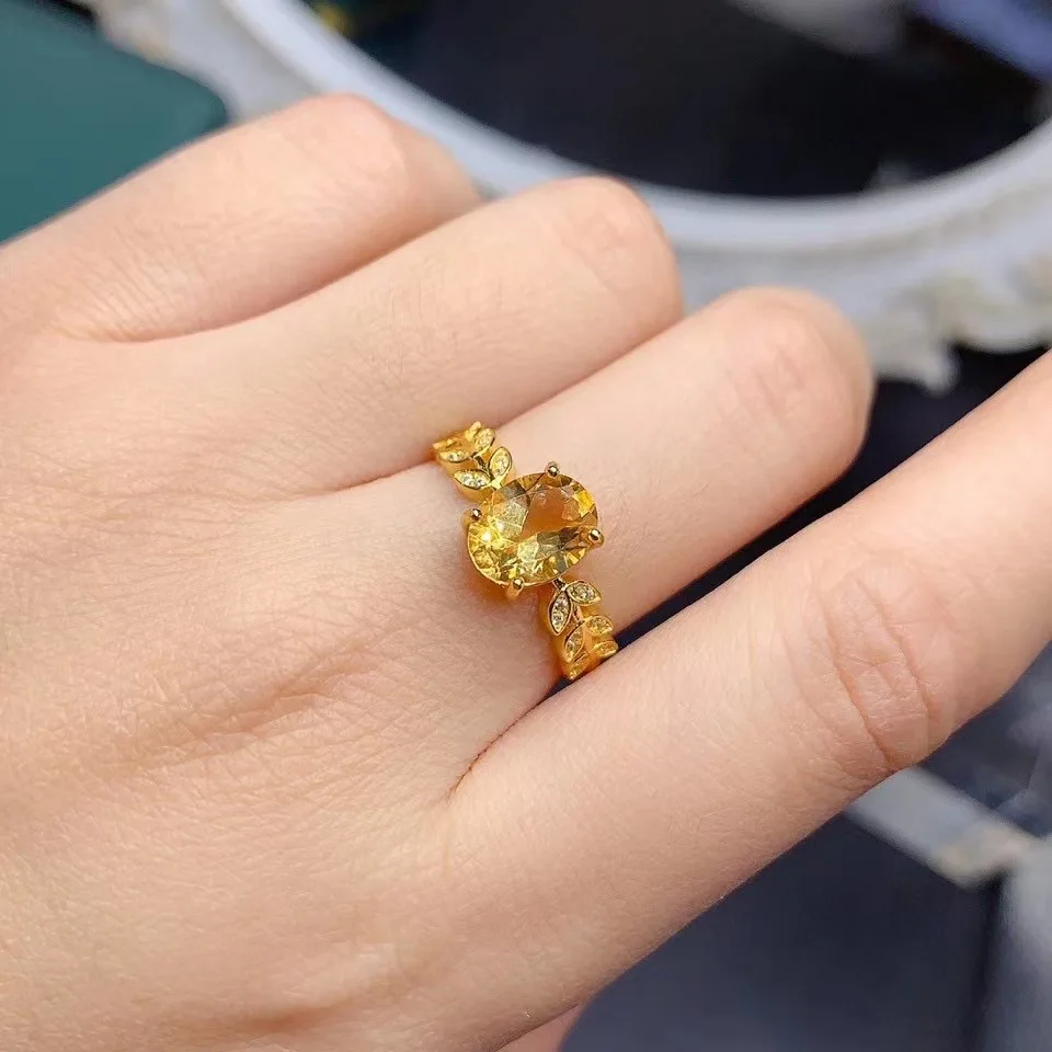 

3 слоя 18-каратного позолоченного серебряного кольца с цитрином 925 пробы, 7 мм * 9 мм, 2 карата VVS, ювелирные изделия с натуральным цитрином, модное серебряное кольцо с кристаллами