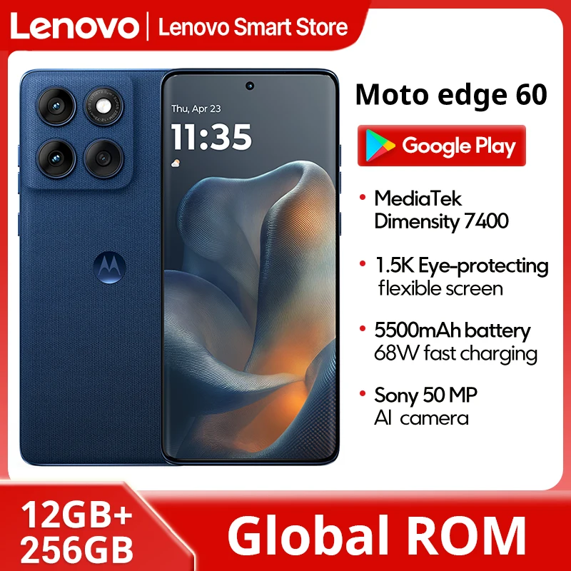 Motorola MOTO edge 60 Smartphone 5G Original Global ROM 6.7‘’ 1.5K 120Hz pOLED Display MediaTek Dimensity 7400 IP68 Cellphone