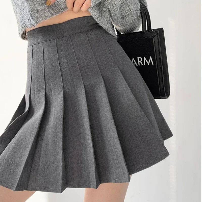 New Pleated Skirt Women's 2026 Mini Skirts Japanese Girl High Waist Kawaii Cute Solid Pleated Skirt Harajuku Woman