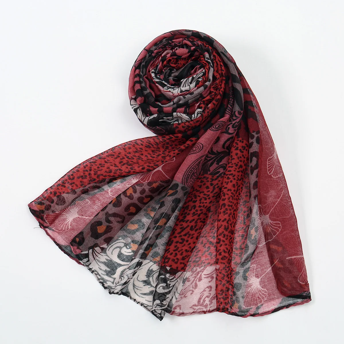 Neue Leopard Gedruckt Viskose Hijab Schal für Muslimische Frauen Baumwolle Lange Schal Wrap Kopftuch Weibliche Turban Foulard Bandana185 * 85 cm