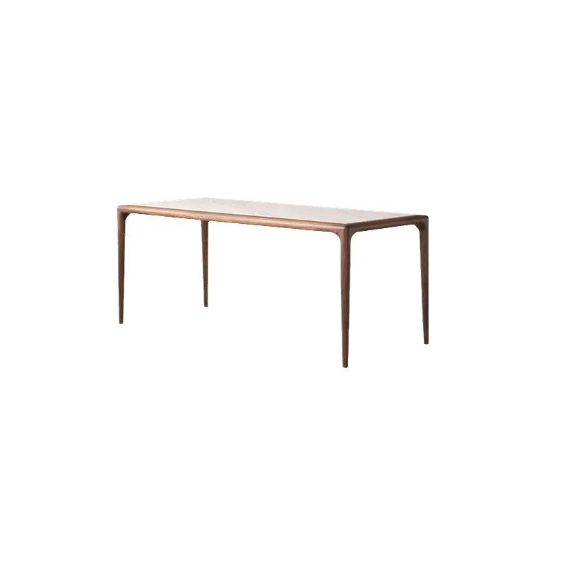

All solid wood rock slab dining table Nordic simple black walnut modern simple household rectangular dining table and chair