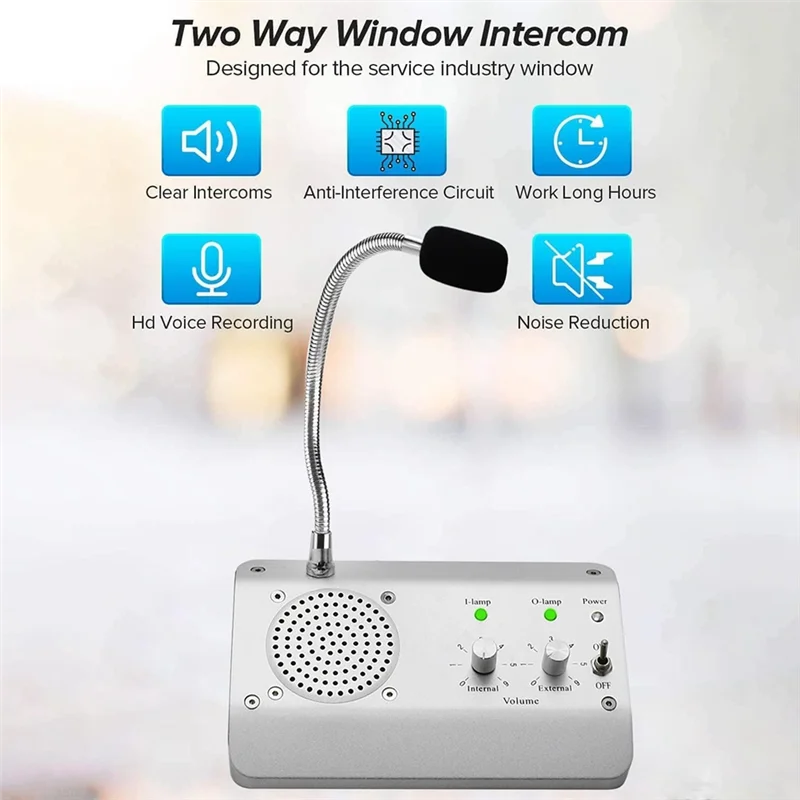 AC56-Window Speaker System, Dual Way Window Microphone Intercom Speaker, Intercom System For Business, Office, School EU Plug