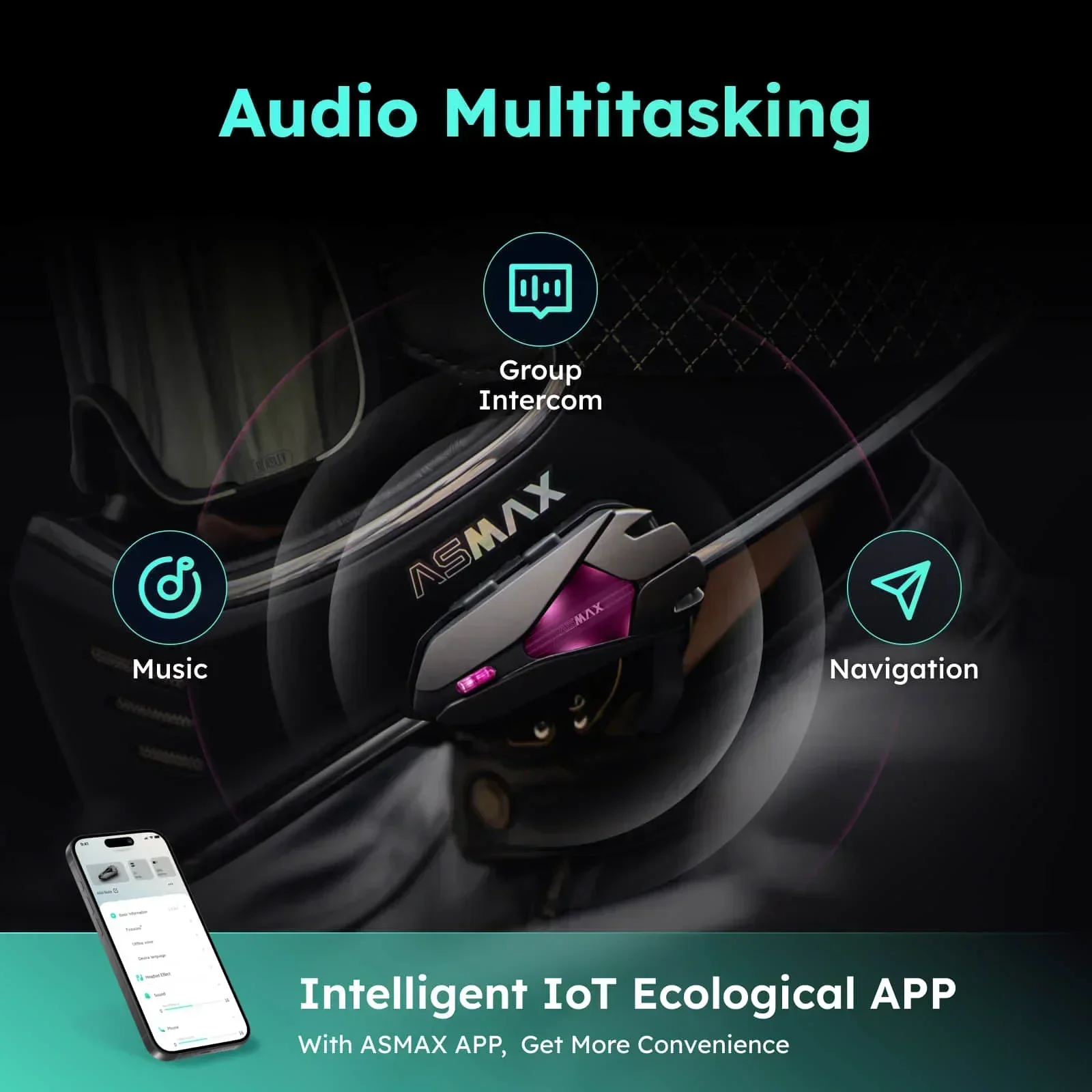 ASMAX Z1 Motorcycle Bluetooth Intercom, IP67 Waterproof Helmet Headset, 2 Chips 8-Core, HIFI Speakers, ENC, 42min Fast Charging image 6