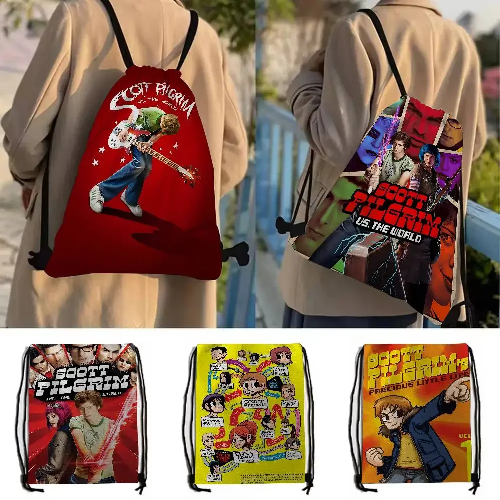 Mochila clásica S-ScottS P-Pilgrim Vs The W-World Comedy Movie con cordón, bolsa de gimnasio deportiva para mujeres y hombres, mochila de compras