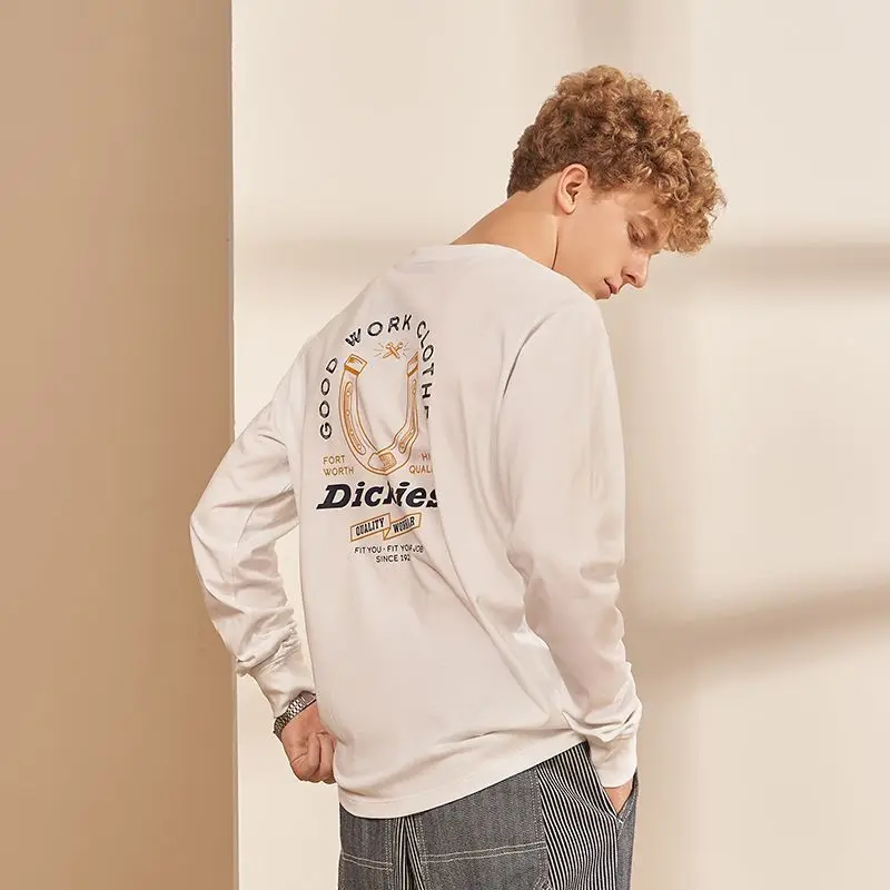 Dickies American Retro Casual Solid Color Printed Long Sleeve Sweatshirt, Unisex Streetwear Couple Top