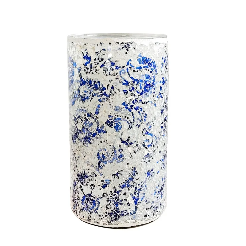 Mediterranean Blue Handmade Mosaic Glass Vase Home Living Room Decoration Home Decor Vases Jarrones Ваза Горшок Для Цветов 2026