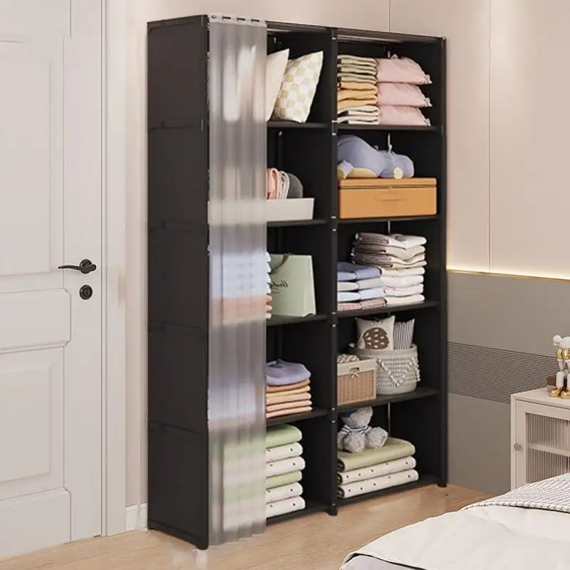 Closet Wardrobe For Small Room Heavy Duty Garment Shelf Closet Wardrobe Clothes Rack Closet Storage Organizer With Non-Woven