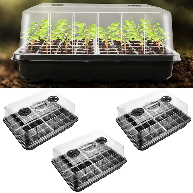 

Durable 48 Holes Greenhouse Reusable Seedling Starter Trays Humidity Vented Domes for Vegetables Widely Use Plant Nursery Pot