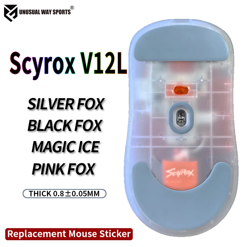 UnusualWaySports Mouse Skates Feet Scyrox V12 L Cambered Surface PTFE Anti Collapse Magic Ice Pink Black Silver Fox