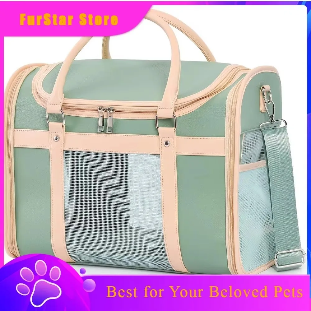 FurStarAirline Approved Pet Carrier Backpack, Waterproof PU Foldable Design With Light-Blocking Ventilation, TSA-Compliant Trave