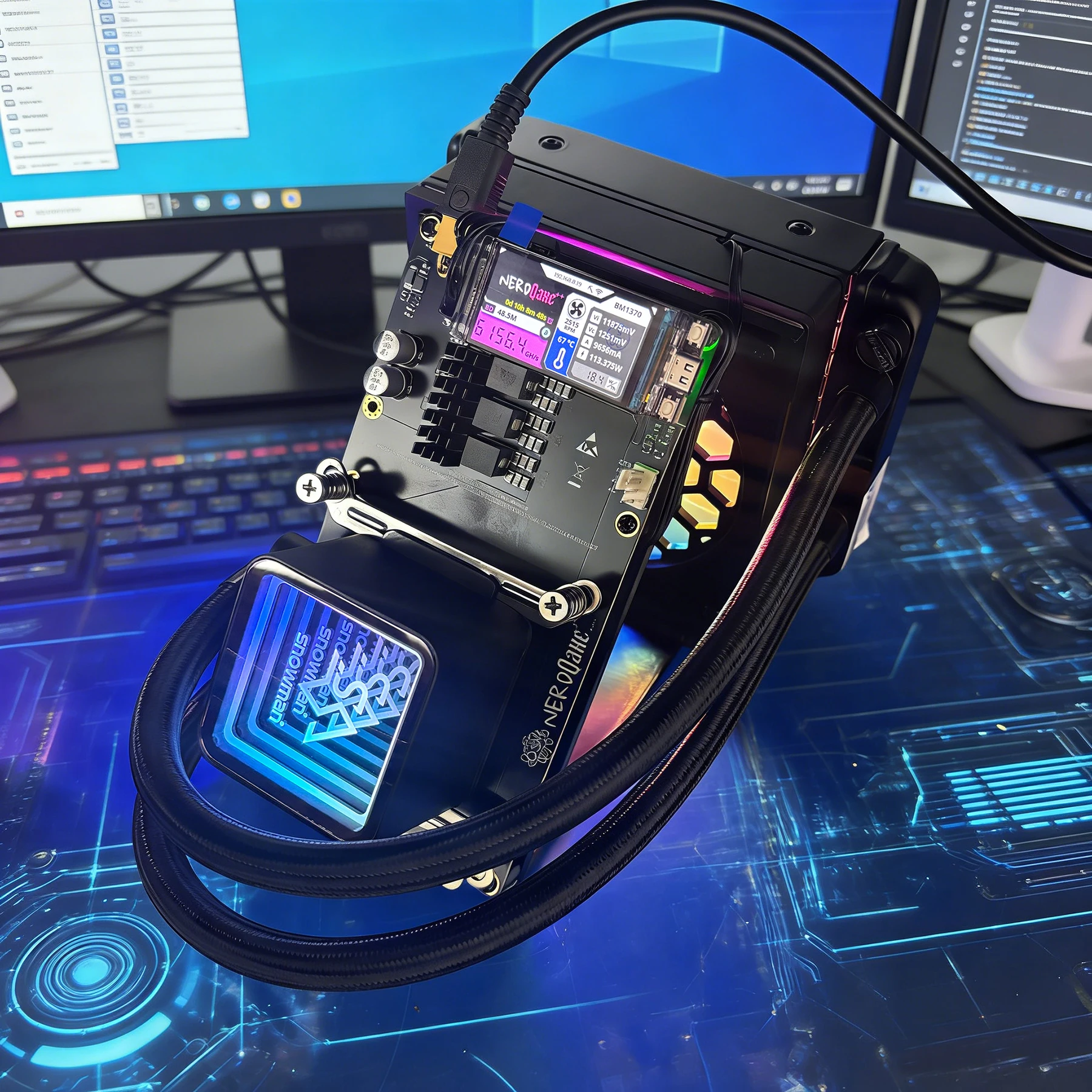 Bitaxe NerdQaxe++ Hydro Rev 6.1 original (no requiere fusible) Negro Blanco 6TH/s 100W BTC Miner Asic Miner