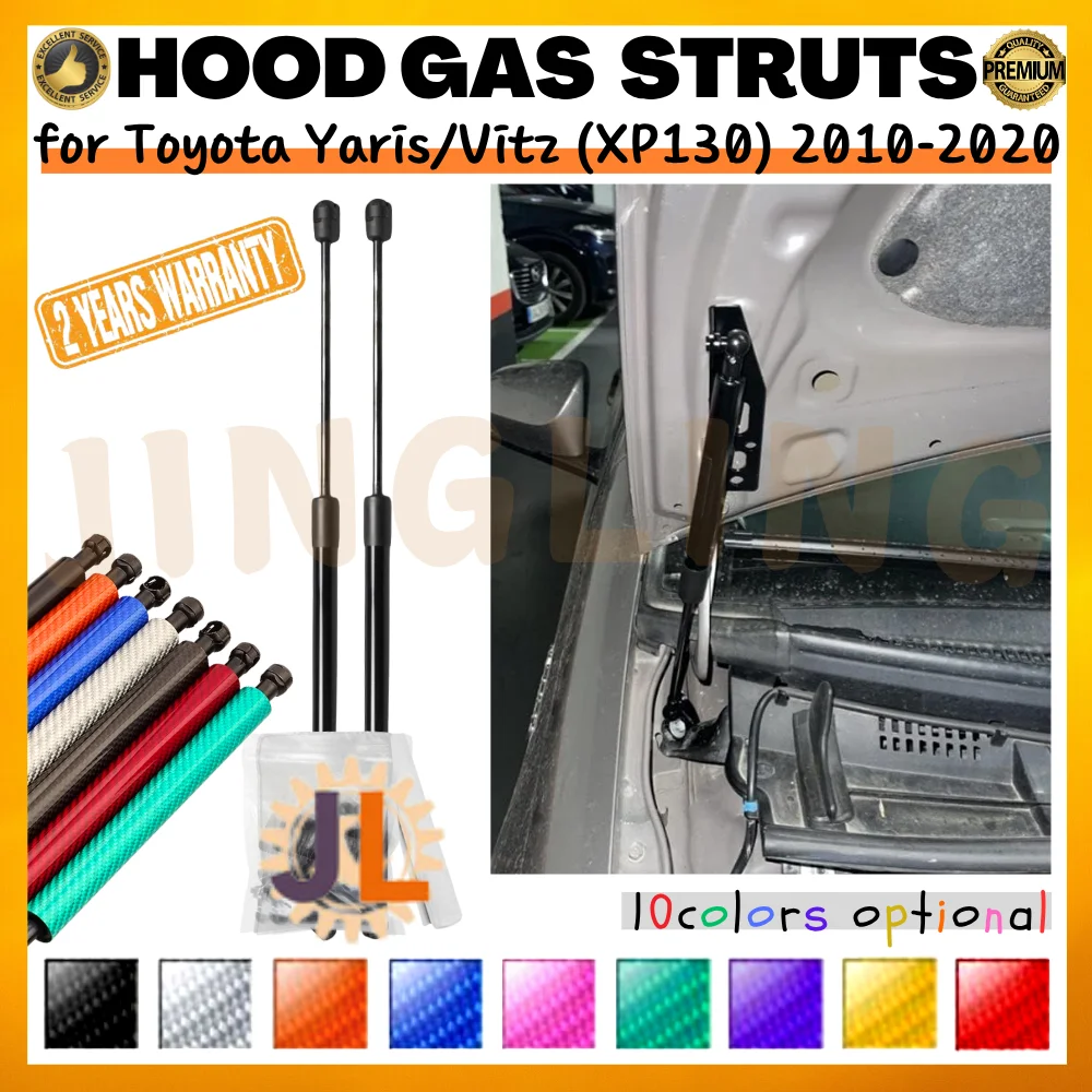 

Qty(2) Hood Struts for Toyota Yaris/Vitz (XP130) 2010-2020 Front Bonnet Modify Gas Springs Shock Absorbers Lift Supports Dampers