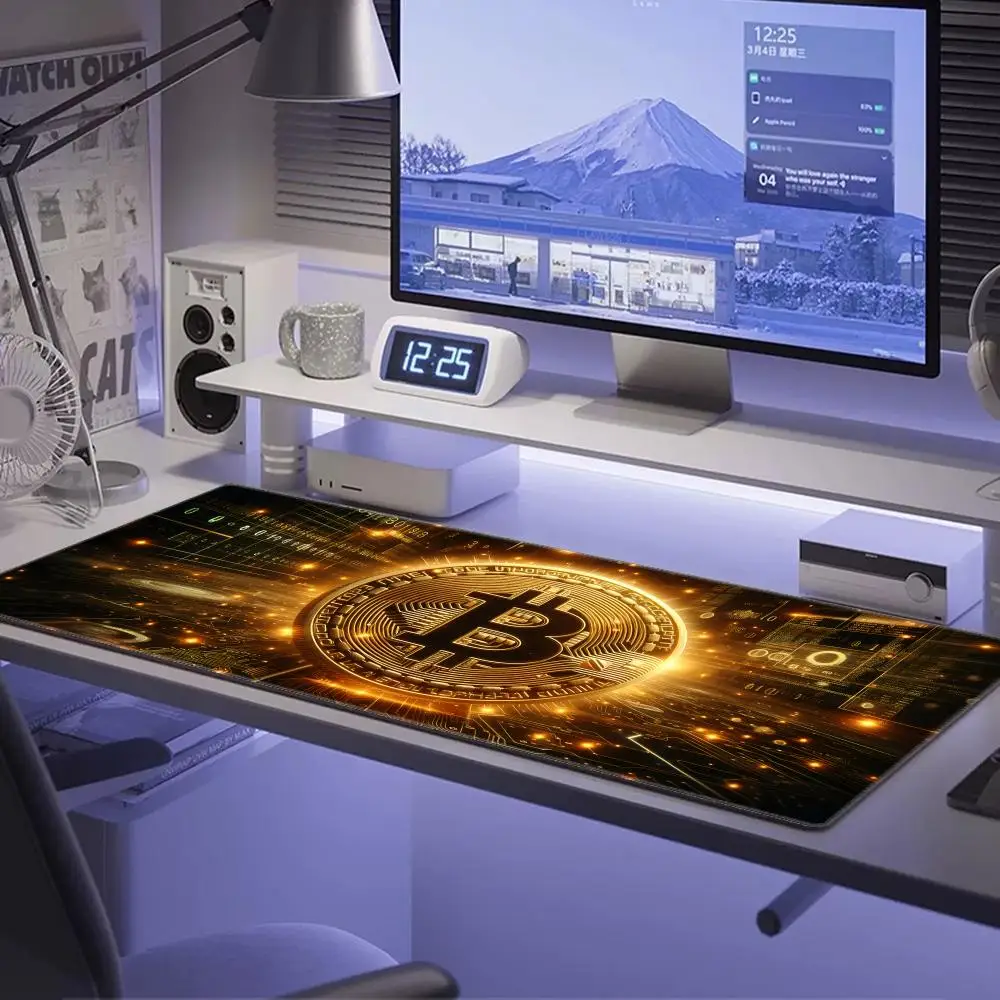 Cool Bitcoin Mouse Pad Large Computer Office Game Table Mat HYBXAXC XXL Rubber Anti-slip Gaming Keyboard Mousepad Long Desk Pads