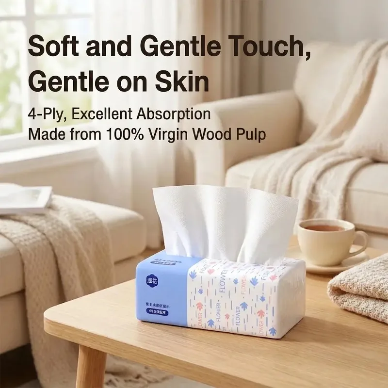 Manhua Facial Tissue 30Packs Bulk 8400 Sheets 4 Ply Thick Soft Absorbent Napkins for Face Home Family Daily Value Pack