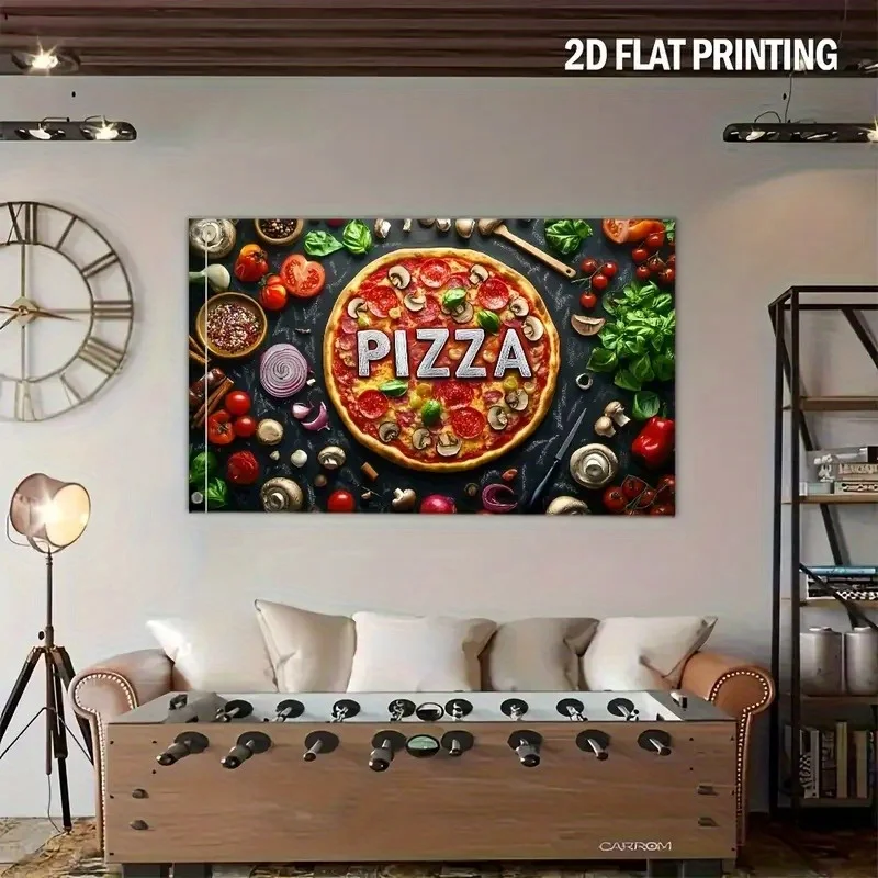Pizza Food Graphic Polyester Flag 2D Flat Printed Single Sided Garden Outdoor Yard Banner