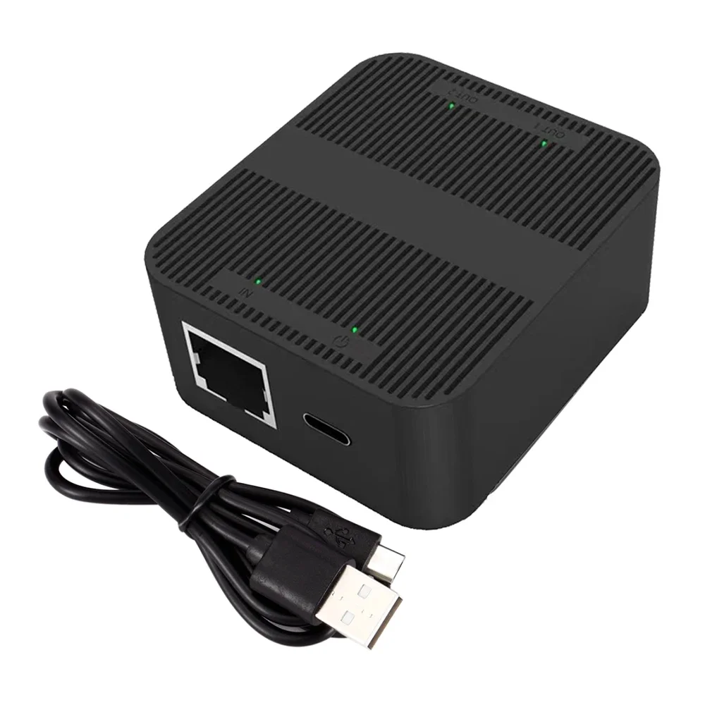 Gigabit Ethernet Switch for Router PC TV 1000Mbps Network LAN Internet Sharing RJ45 1-in 2-Out Splitter with USB Power Cable