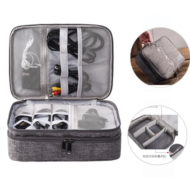 New Three-Layer Electronic Storage Bag, Ionic Polyester Multi-Function Digital Bag, Data Cable Power Bank Storage Bag