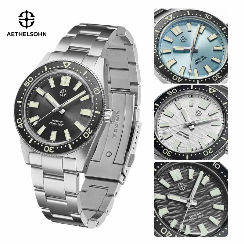 AETHELSOHN Sunburst Shadow Luxury Quartz Watch VH31 Sapphire Crystal Men Business Wristwatch Super Luminous 20ATM Waterproof New
