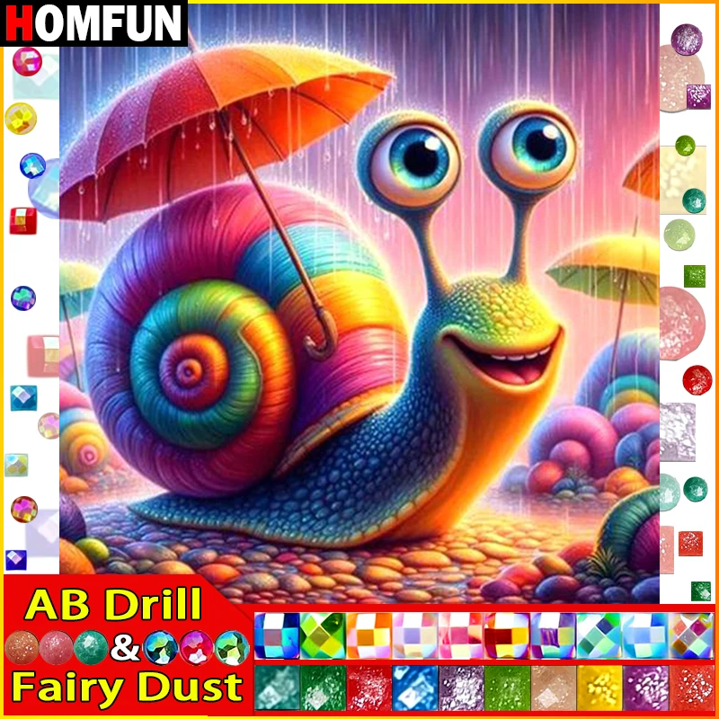 HOMFUN Fairy Dust AB Art 5D Diy Diamant Malerei „Tier Schnecke“ Diamant Bilder Kreuzstich 3D Strass Stickerei Dekor