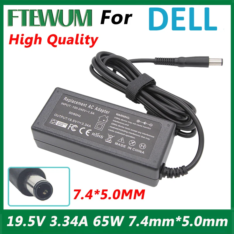 19.5V 3.34A 65W 7.4*5.0mm Laptop Charger Adapter For Dell E5440 E5470 19.5 E6540 E7440 E7450 E7250 E6440 Notebook Power Supply