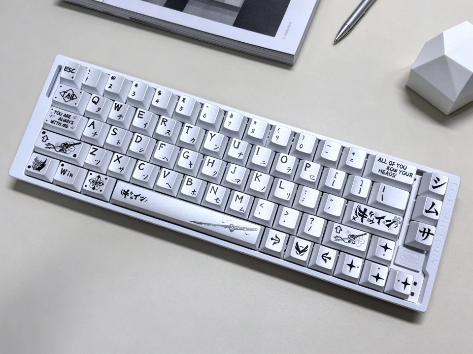 Japan Musashi Keycap Set 134 Key PBT Cherrry Profile White Black Red Keyboard Caps Pearl/metallic Paint Point Artisan Keycap