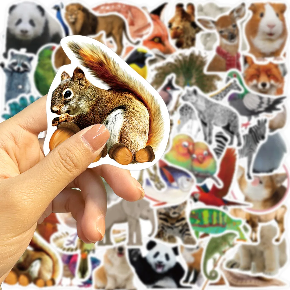 50 szt. Naklejki z motywem dzikich zwierząt z dżungli i zoo, do samodzielnego ozdabiania, na telefon, do scrapbookingu, estetyczne naklejki. — zdjęcie 4