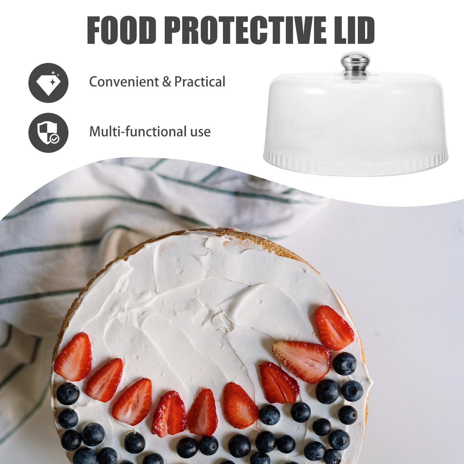 

Clear Reusable Cake Cover Food Dome Practical Lid for Dessert Display Birthday Wedding Party Tableware