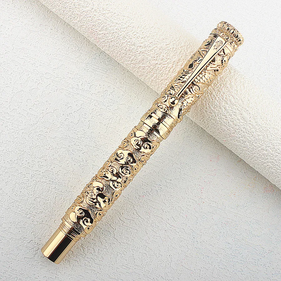 Luxury Handmade Jinhao Roller Ball Pen, golden Dragon Pen Advanced Craft Writing Gift Pen for Business Graduate