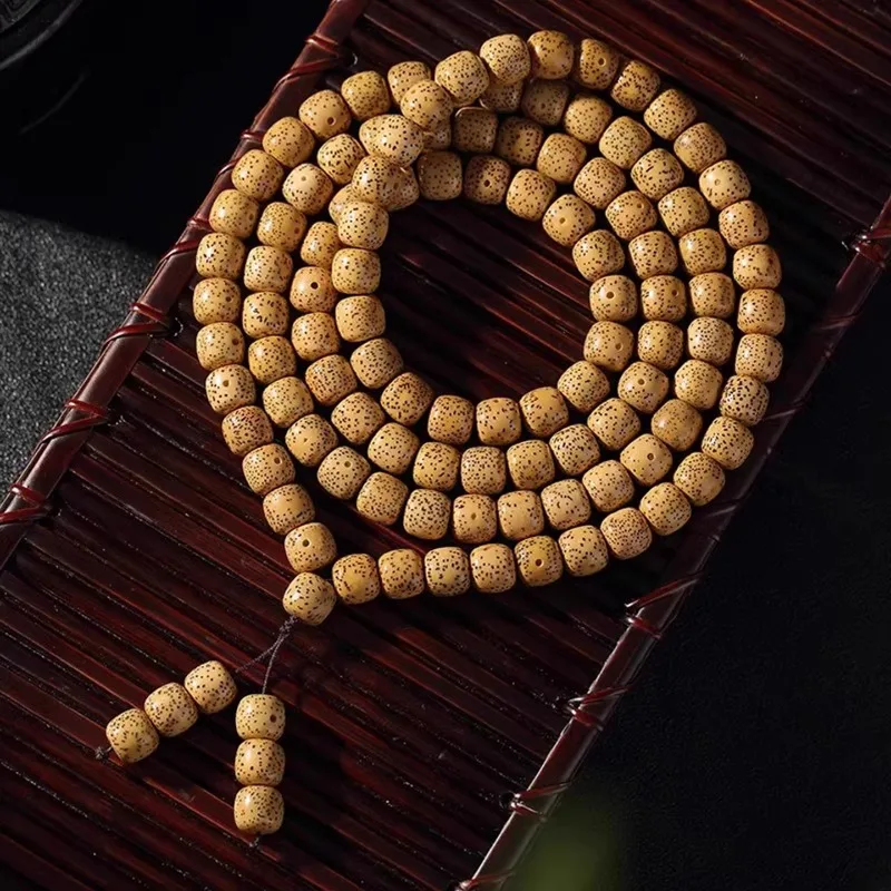 108 Beads Hainan Golden Moon Star Bodhi Barrel Bead Bracelet Necklace for Men Lucky Prayer Gifts
