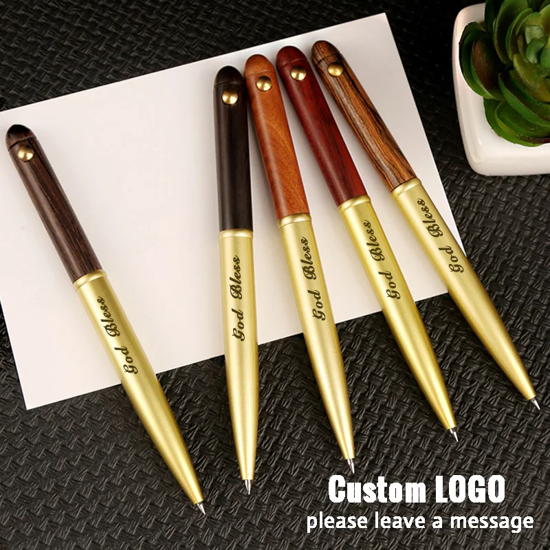 New Metal Wooden Ballpoint Pen Office Signature Pen Logo Custom Gift School Business Hotel Front Office Supplies Signature Pen