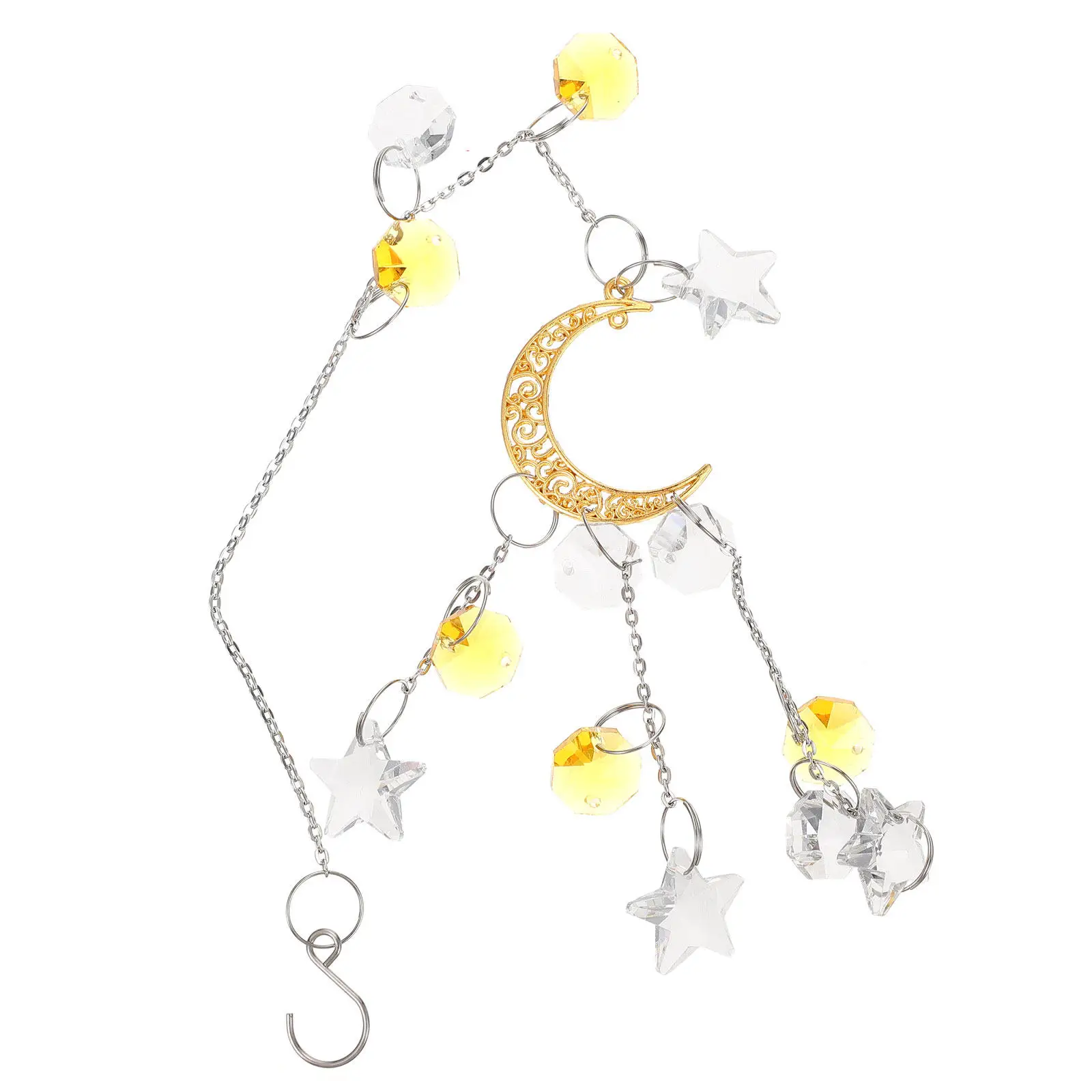 Moon Shape Hanging Wind Chime Strong Sturdy Windproof Rainproof Craft Wind Chime Decor Home Garden Balcony Cafe Restaurant Decor