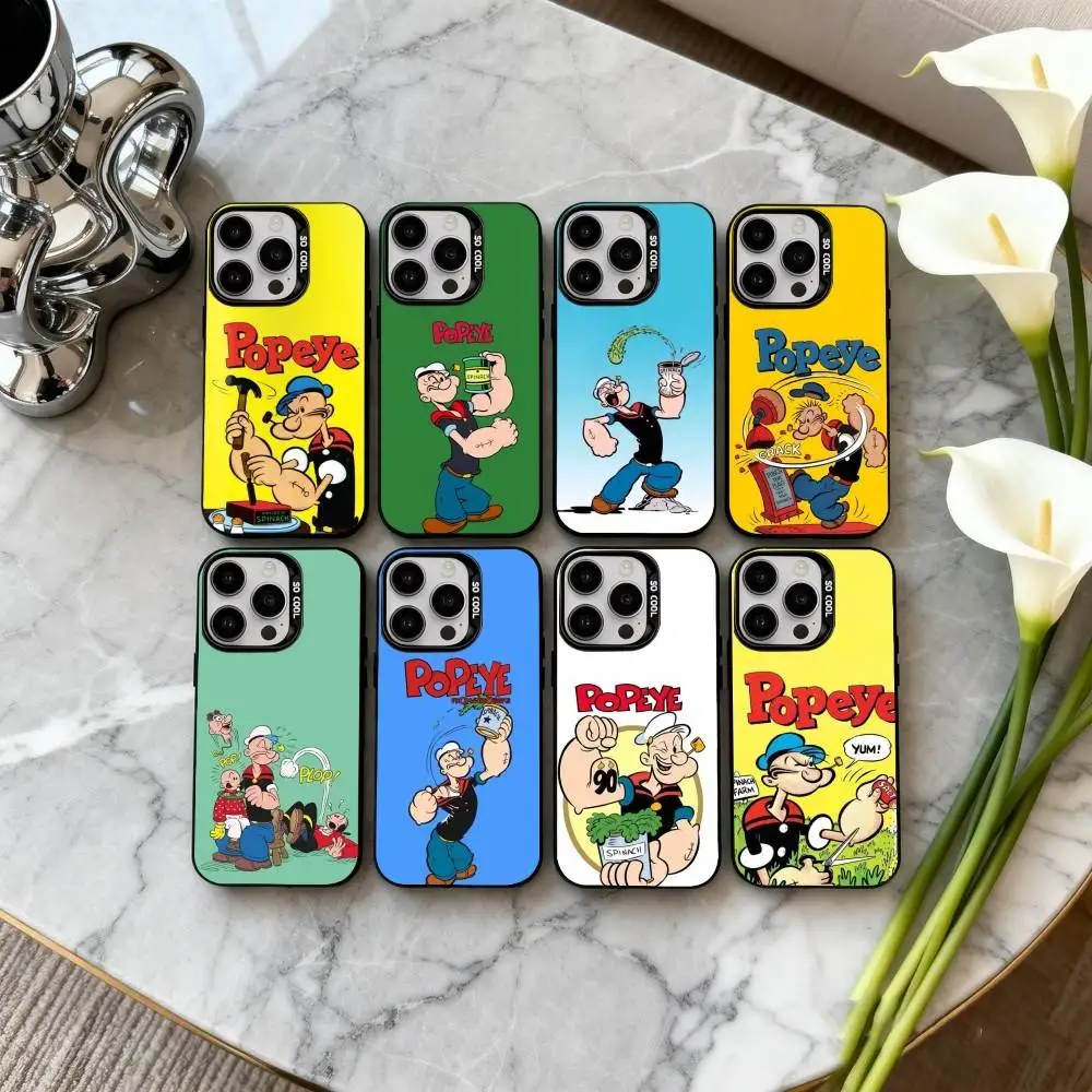 

C-Cartoon C-Character P-Popeye-E Phone Case For iPhone17,16,15,14,13,12,11 Plus,Pro Max Candy Silver Plated Inside Cover