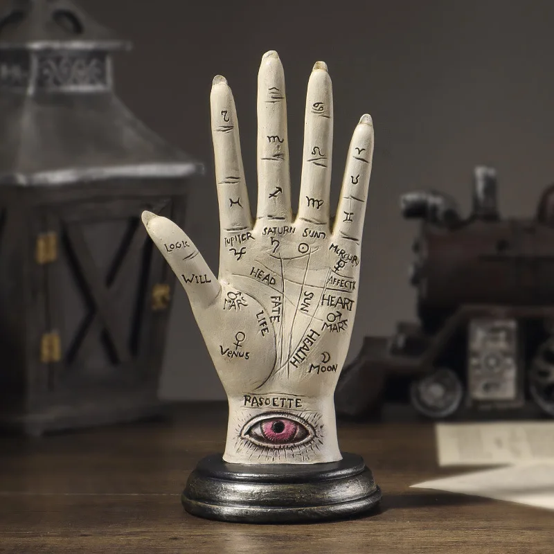 Fortune Teller Palmistry Hand Palm Figurine sensitive Fortune Teller anelli di chirologia supporto accessori per la decorazione della scrivania