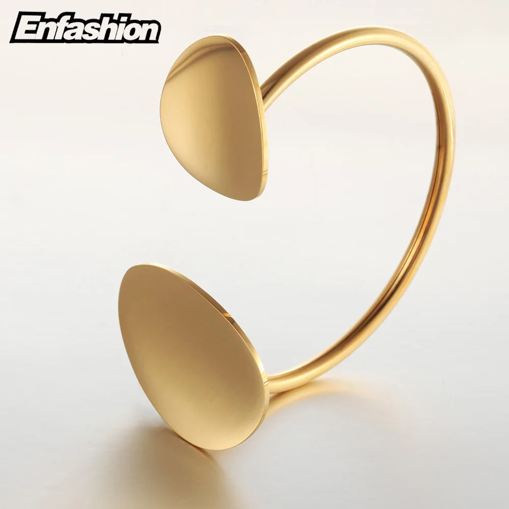 Enfashion Flower Petals Cuff Bracelet Manchette Gold color Stainless Steel Bangle Bracelet For Women Bracelets Bangles Pulseiras