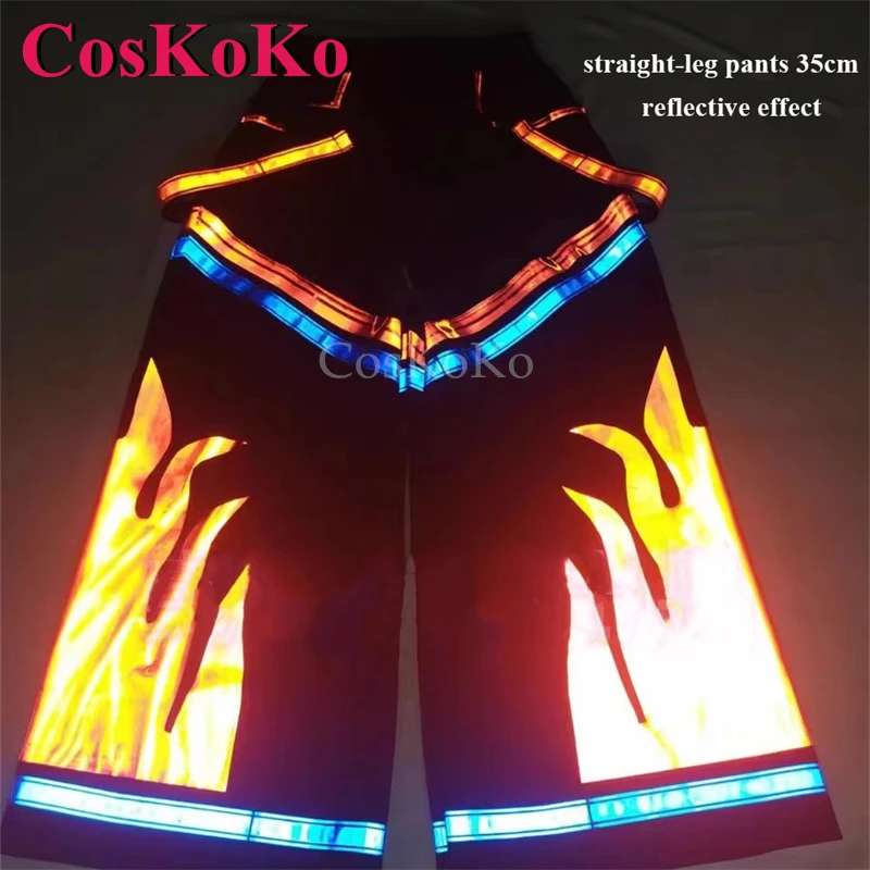 

CosKoKo Online Celebrity Style Ghost Dance Pants Flame Pattern Reaper Phat Trousers Straight-Leg Pants Reflective Trousers New
