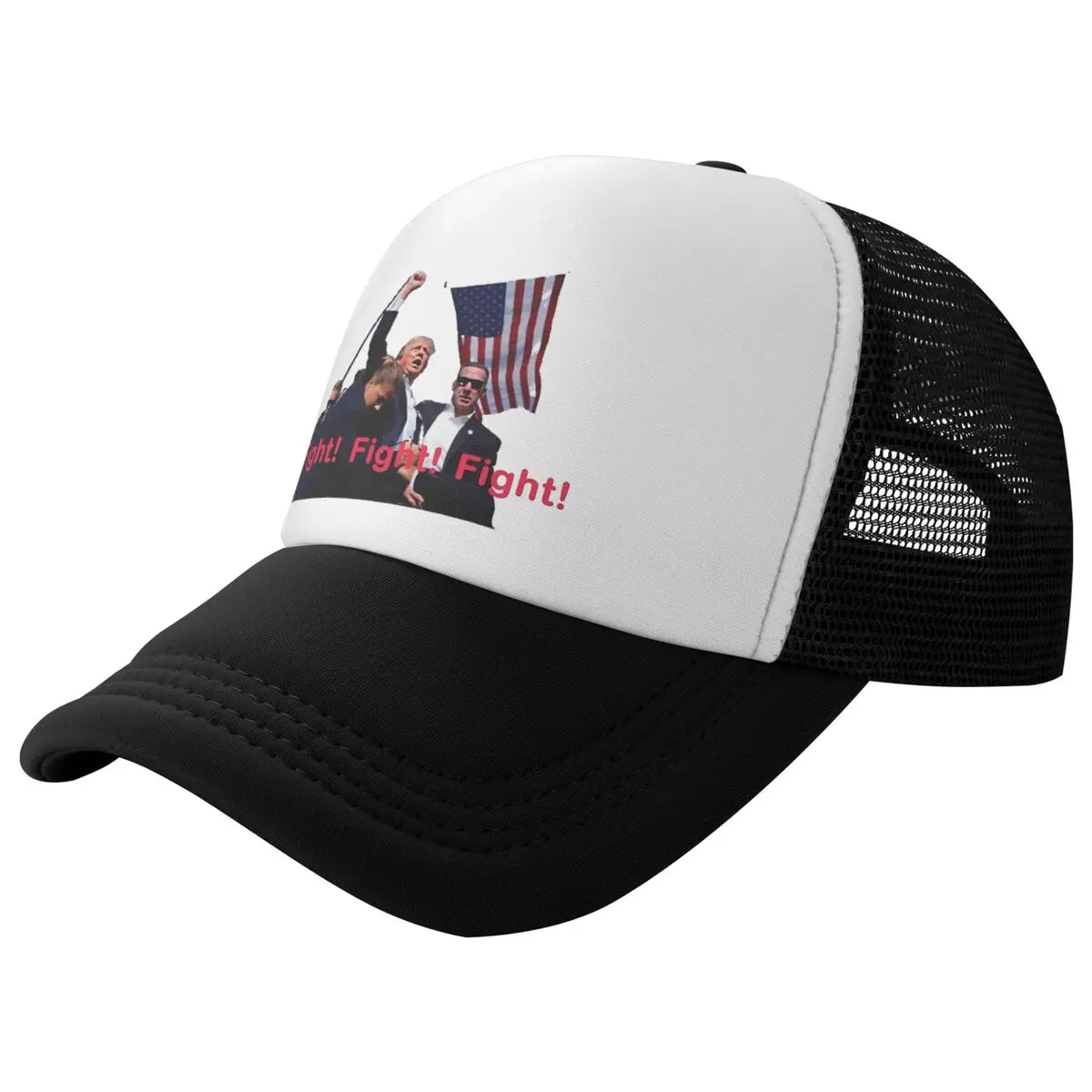 Shooting Trump Fight Foam Mesh Trucker Hat Vintage 2024 Trump Shot Scene Unisex Breathable Mesh-back Baseball Cap Adjustbale