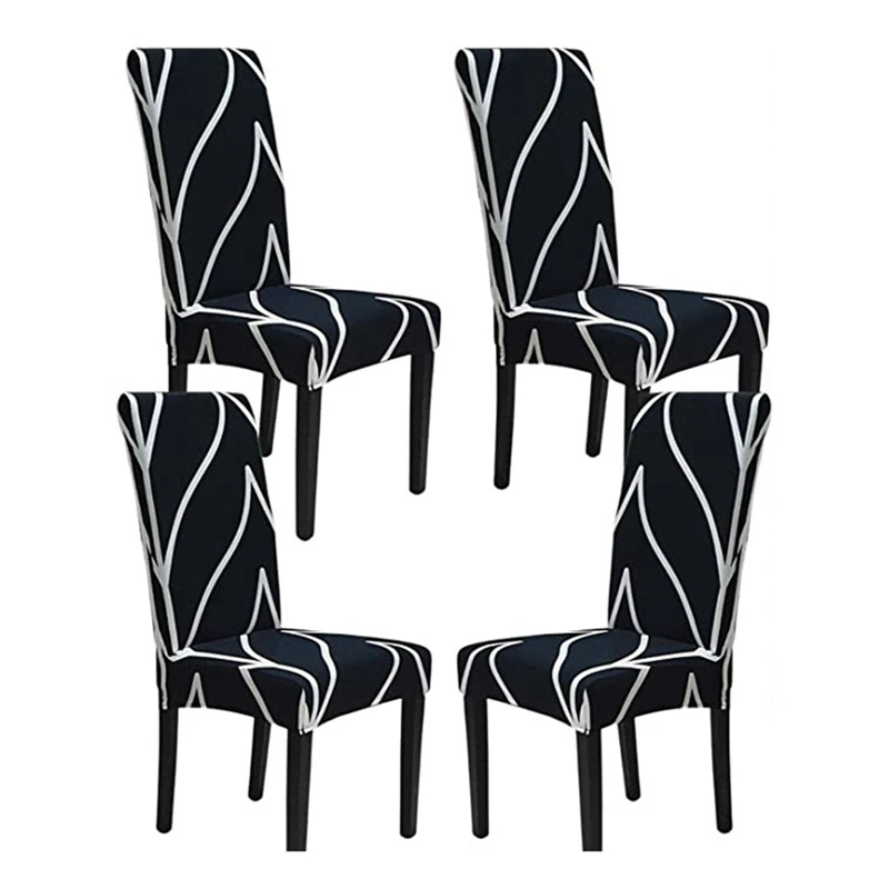 HOT-Chair Covers For Dining Room Set Of 4, Stretch Dining Chair Cover, Removable Seat Protector For Home Or Party (4 Pack)