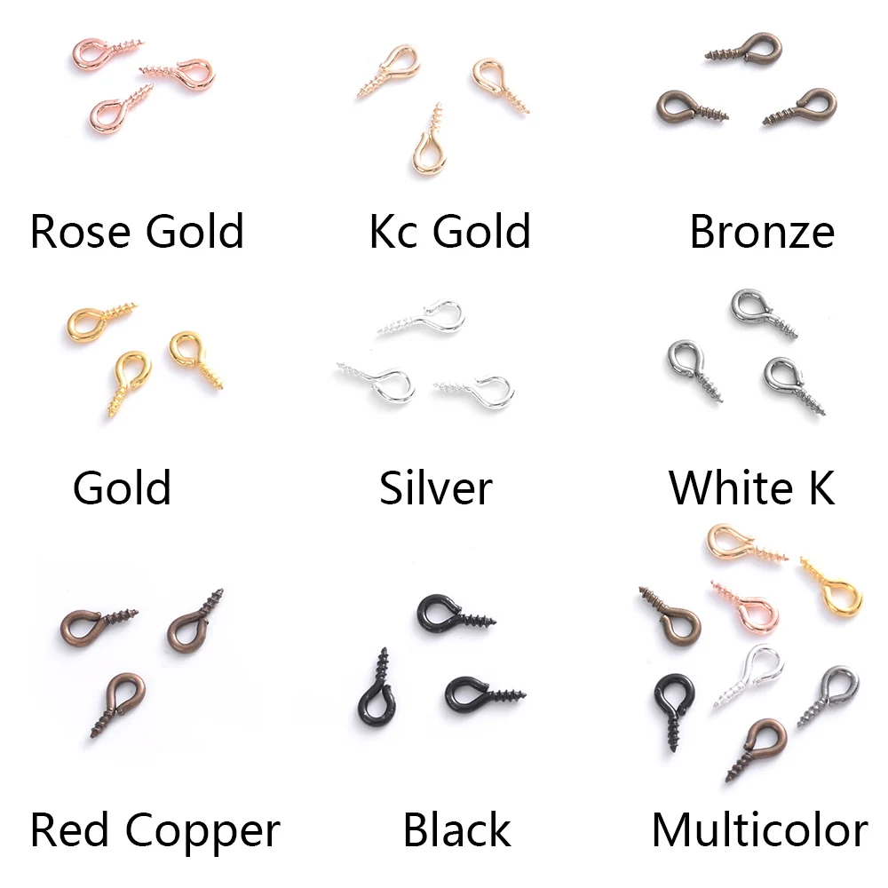 100 pçs 4x8mm pequeno minúsculo mini metal oculares ganchos olho pinos  ilhós parafuso rosqueado fechos ganchos para diy jóias fazendo descobertas  / Produção de joias, image size:1000x1000