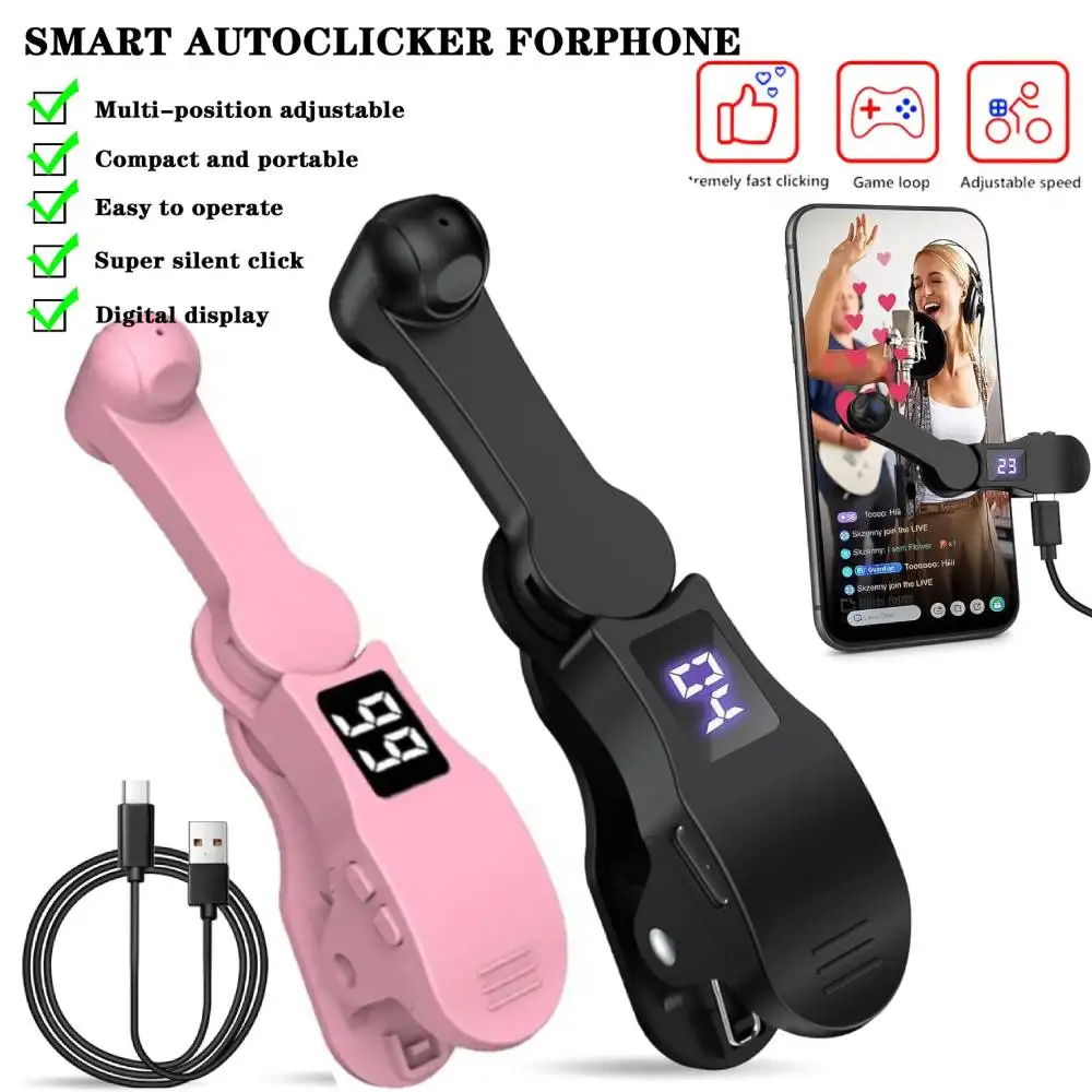 

New Digital Auto Screen Clicker USB Game Screen Touch Tapper 108 Gears Finger Clicking Simulator for Smart Phone Apps Video Live