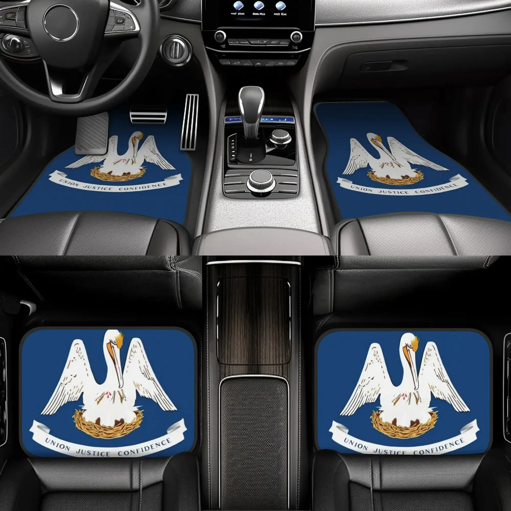 4pcs Louisiana Pride Car Floor Mats | Durable Polyester Fiber, Fit For Cars, Ideal Gift, Vehicle Interior Mats, Playful Design,