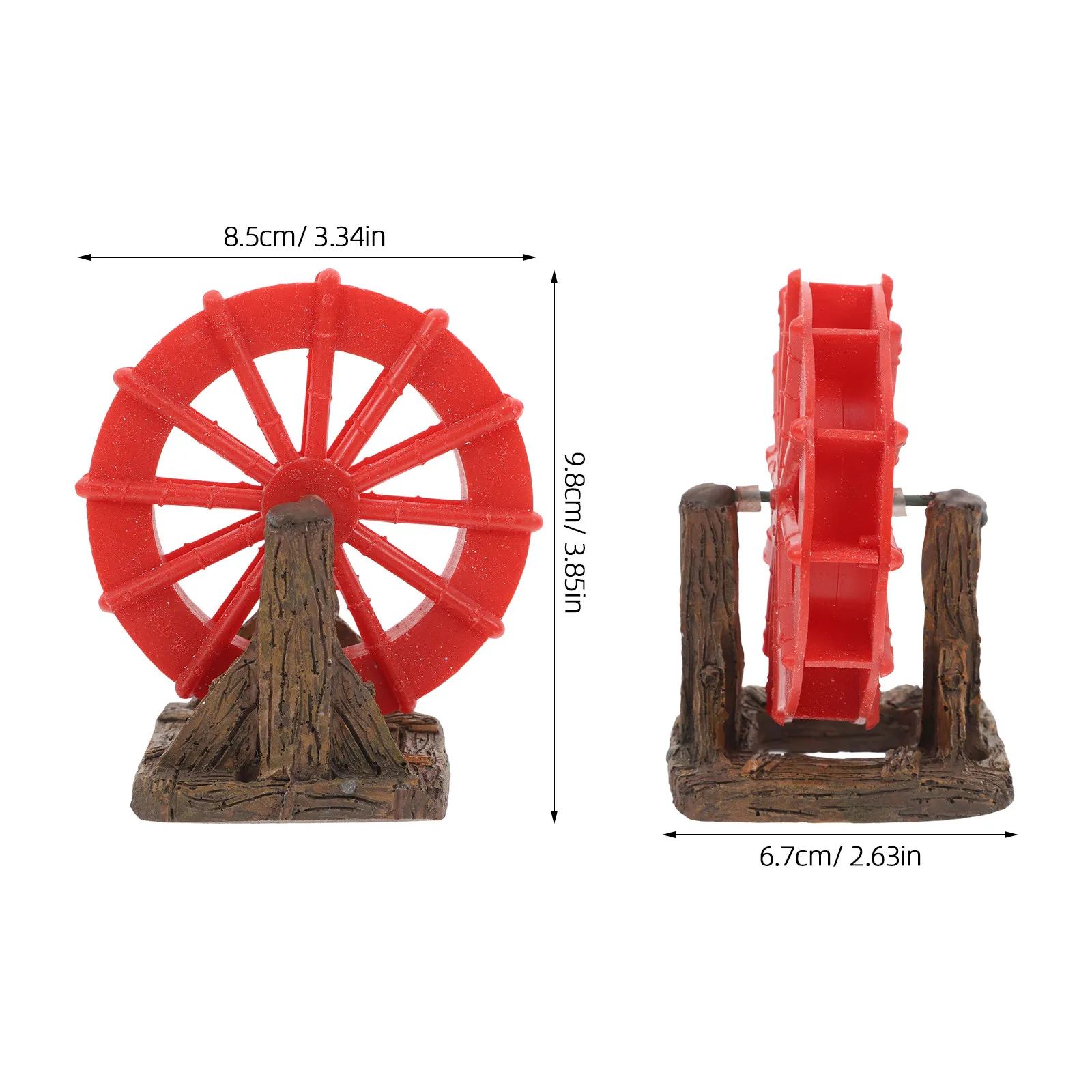 Realistic Waterwheel Aquarium Decoration Mini Fish Tank Waterwheel Rotating Landscape Accessory for Aquatic Environment